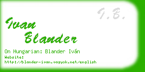 ivan blander business card